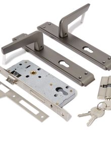 Door Lockset Complete (Handle and Lockbody) Zinc Black Color 85MM Hole to Hole