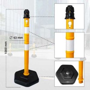 Yellow Delineator Post - 100cm Safety Bollard with Reflective Collars