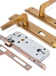 Door Lockset Complete (Handle and Lockbody) Zinc Matt Coffee Color 85MM Hole to Hole
