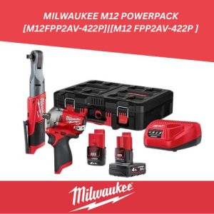 MILWAUKEE M12 POWERPACK KIT 2x CORDLESS SCREW DRIVER + 2 x BATTERY [M12FPP2AV-422P]MLW4933478823
