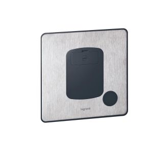 Legrand Synergy 13A, 250V Fused Connection Unit, Unswitched with Cord Outlet, Authentic brushed stainless steel - 8 330 32