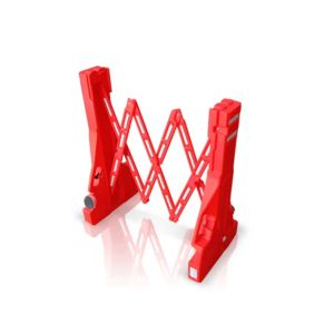 2.3 meter expandable barrier with reflectors on both sides. Base can be weighted with water.