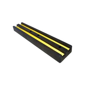 This heavy-duty rubber wall guard (1000x200x80mm, 15.5kg) combines high-visibility yellow reflectors with a black rubber body to protect walls in high-traffic vehicle areas like garages and warehouses. Its weather-resistant design works indoors and outdoo