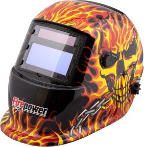 Firepower 1441-0088 Auto-Darkening Welding Helmet with Skull and Fire Design