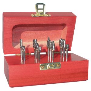 Carbide Bur Set, Double Cut, 1/4 in, 9 pc