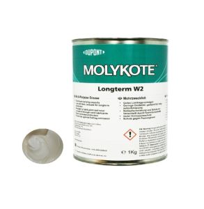 Molykote Longterm W2 High Performance Grease 1kg Lubricant White from Dow Corning Multi Purpose for Metal Combination Machine Bearing Slow Fast Movement Medium Load NLGI Grade 2