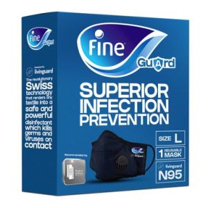 Fine Guard N95 Adult Face Mask with virus-killing Livinguard Technology, Piece 1