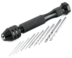 Pin Vise Hand Drill with Twist Bits - Set of 11 Pieces. Great for models and Hobby.